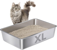 Stainless Steel Litter Box 2 Pack，Metal Litter Box - XL-5.2" H