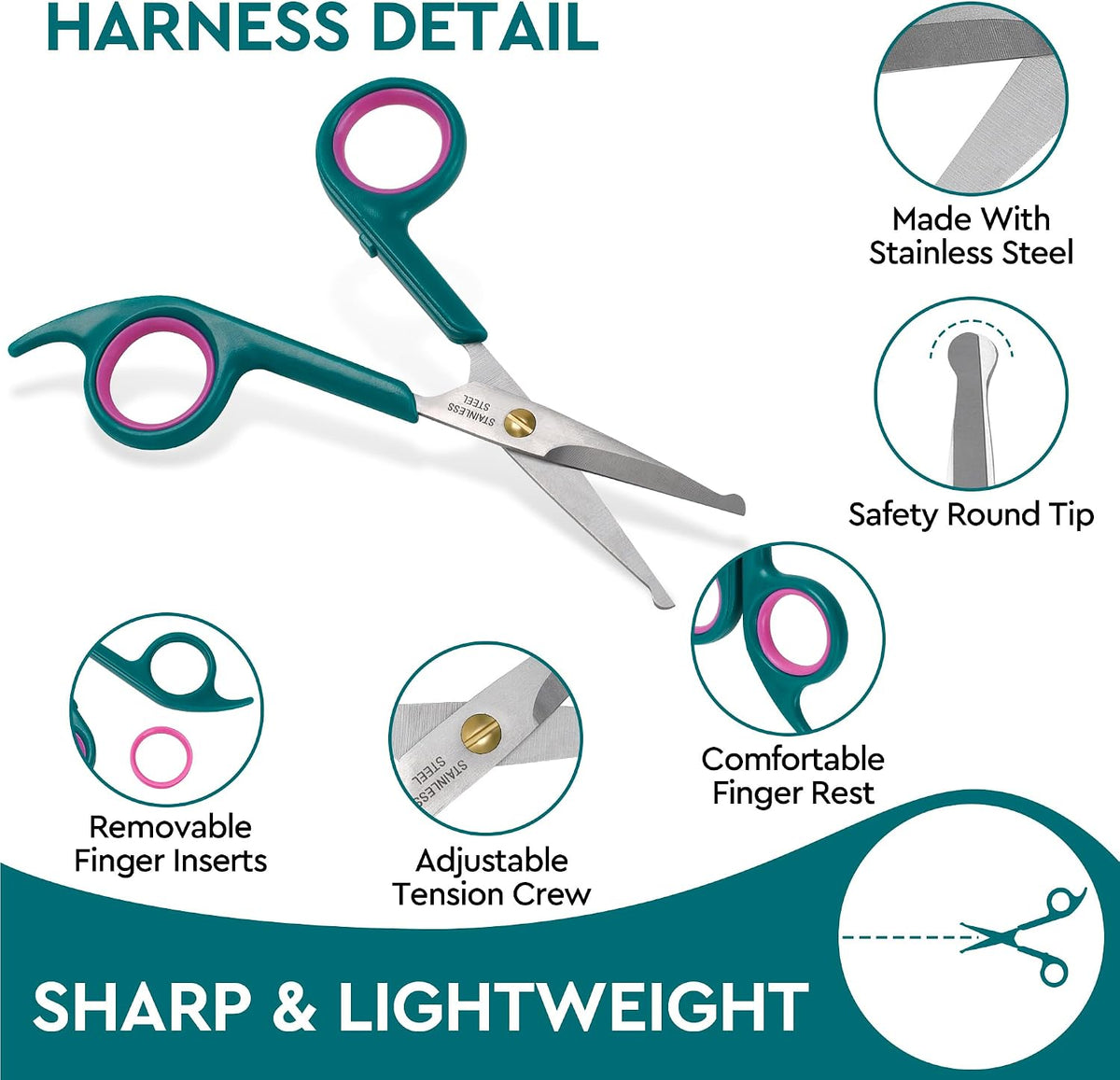 Professional Dog and Cat Grooming Scissors, Pet Grooming Shears - Green 2 in 1 - image 4