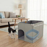Extra Large Cat Litter Box Enclosure - 4-Walls with Pet Door