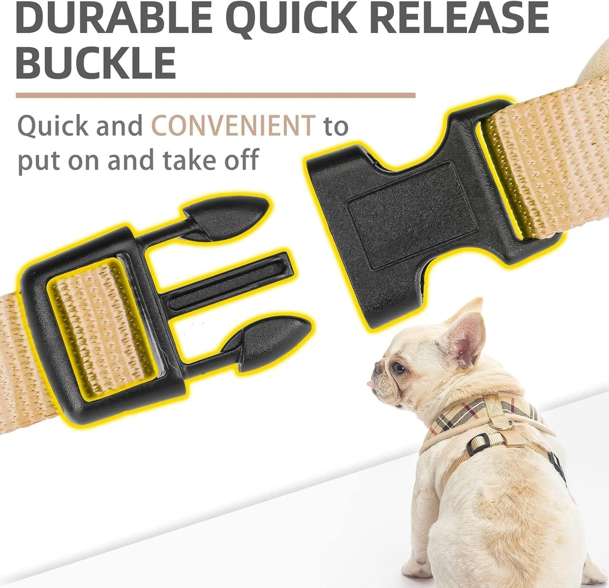 Pupteck Soft Mesh Dog Harness Sized and Leash Set Pet Puppy Cat - Beige / M (NECK: 14", CHEST: 17"-21") / Classic over-the-head harness - image 4