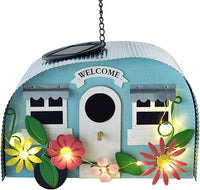 BAYN Bird Houses for Outside Decorative with 10 LEDs Solar String Lights Humming Bird Houses for Outside Hanging Handwork Bird Nest Garden Decor Outdoor