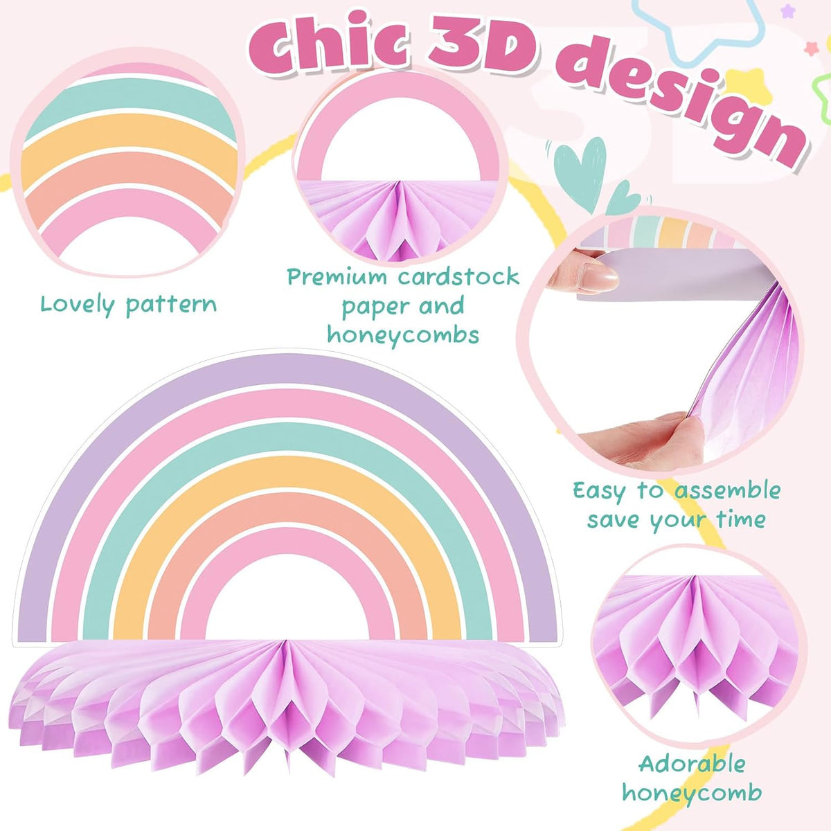 10 Pcs Candy Party Decorations Candyland Table Decor Welcome - Rainbow - image 3