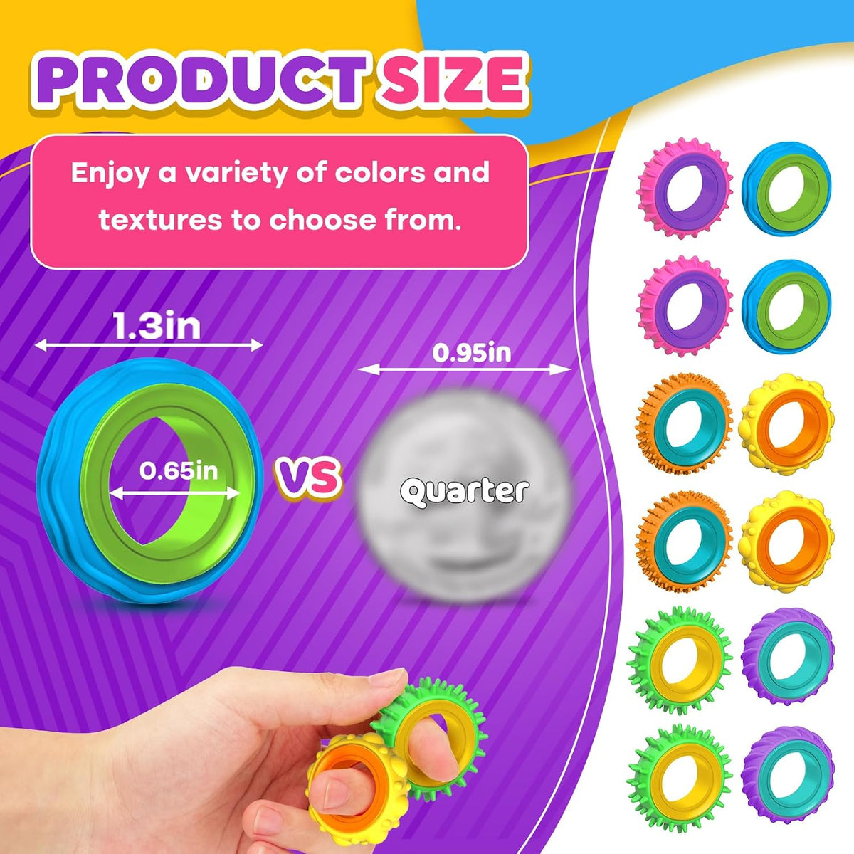 Fidget Toys Sensory Rings for Kids: 12 Pack Finger Spinner Rings - 12pcs - image 4