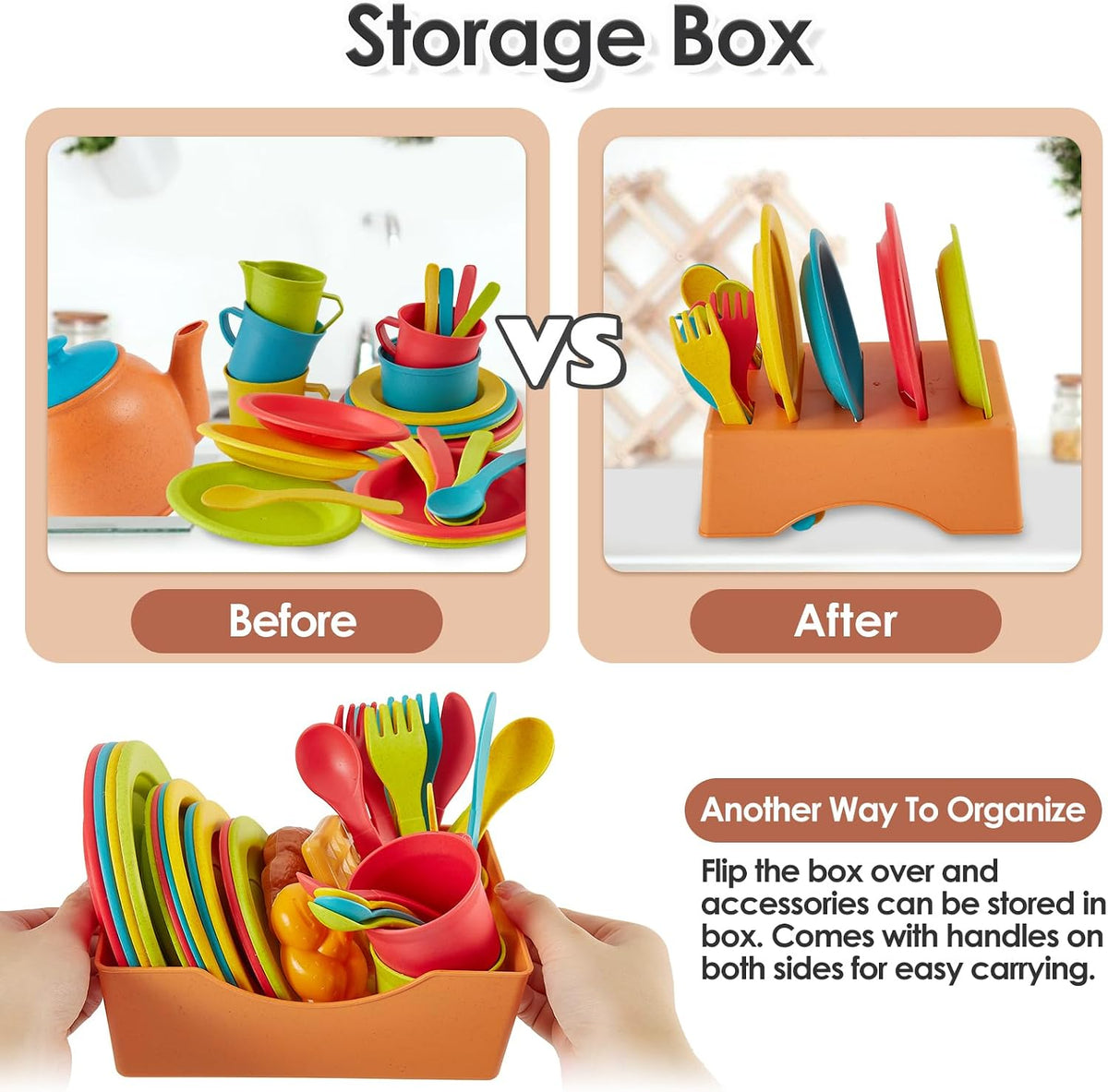 Buyger Kids Kitchen Accessories and Tea Set Play Dishes for Kids - With Storage Box - image 3