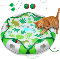 Cat Toys for Indoor Cats, Interactive Automatic Hide and Seek Toy, Moving Concealed Feathers Wand