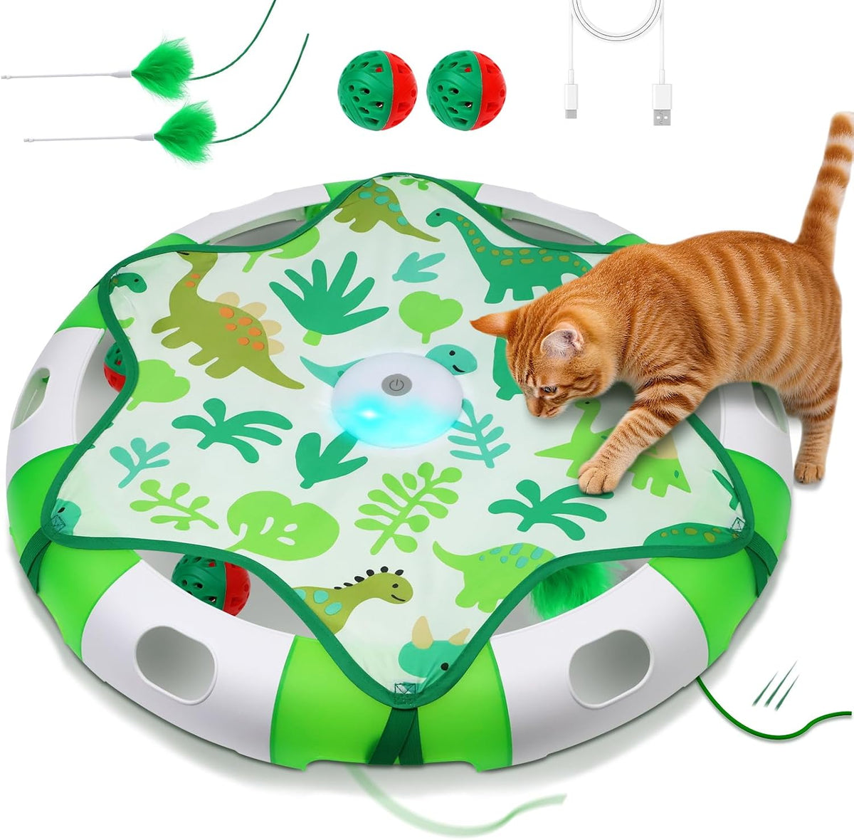 Cat Toys for Indoor Cats, Interactive Automatic Hide and Seek Toy, Moving Concealed Feathers Wand