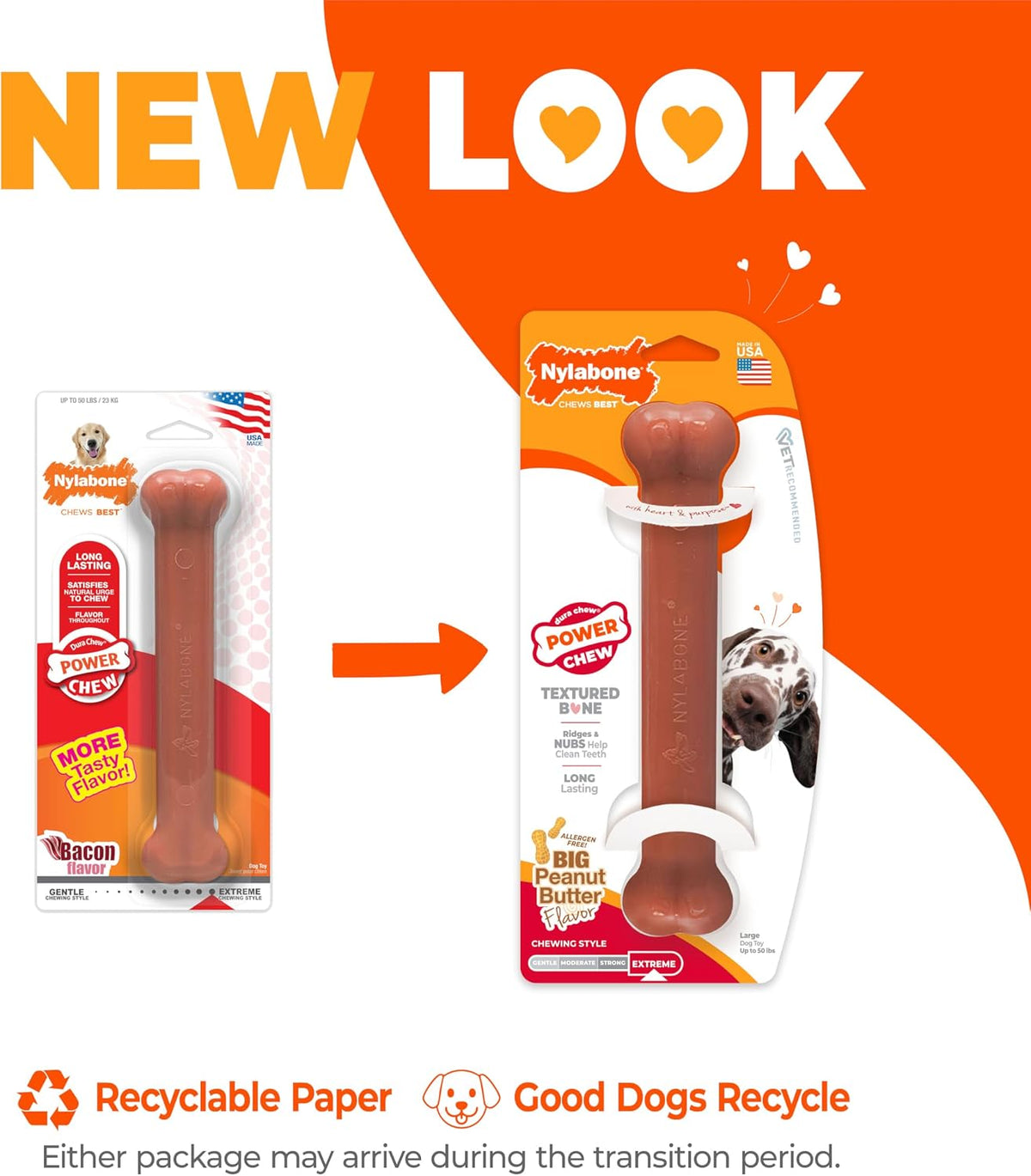 Nylabone Power Chew Original Bone Dog Chew Toys - Bacon / Large - image 3