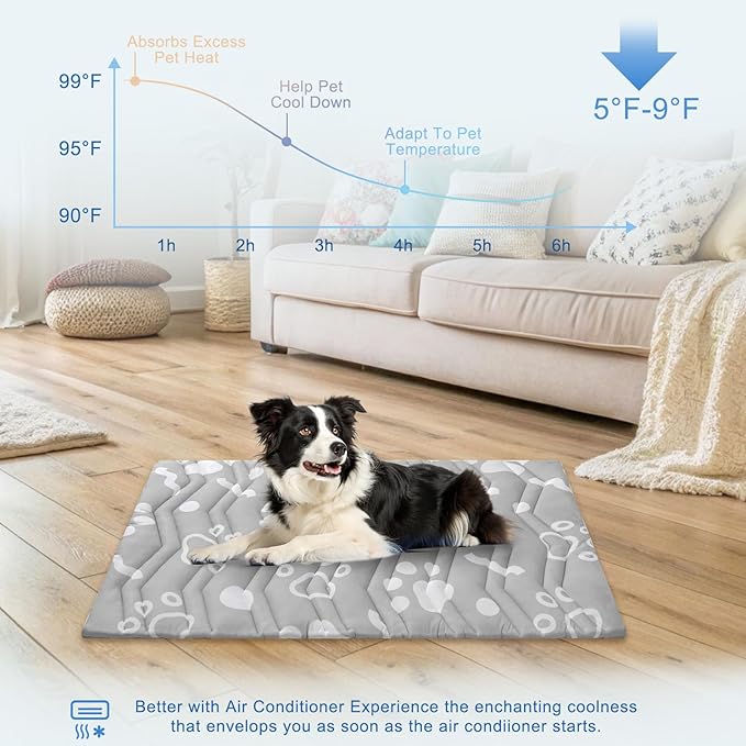 BEAUTYZOO Upgrade Dog Cooling Mat Extra Large, Reversible Self-Cooling Mat for Dogs, Thicken Pet Ice Cool Pad Blanket for Summer Kennel Sofa Bed Floor Car Seat, Machine Washable&Foldable, 48"x28"
