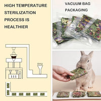 Rabbit Toys 20 Pack Bunny Toy Bunny Chew Toy Guinea Pig Treats Timothy Hay Toys Chips with Herbal Flowers Timothy Hay Grass Hamster Snacks Chinchillas Gerbils for Small Animals Teeth
