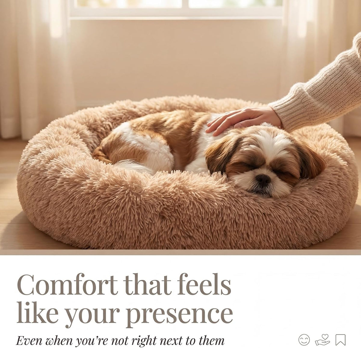 Small Calming Dogs Bed for Small Dogs Anti-Anxiety Machine Washable - Brown / 23 inches - image 2