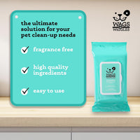 Wags & Wiggles Hypoallergenic Dog Wipes, Fragrance-Free - Fragrance Free - Hypoallergenic / 100 Count (Pack of 12) - image 2