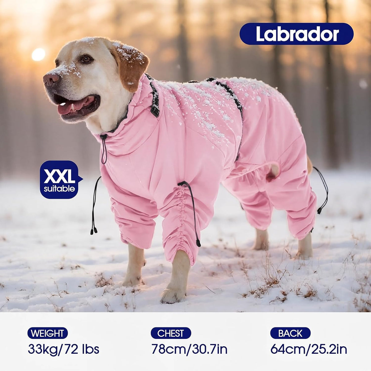 Full Body Dog Coat,Warm Dog Fleece Jackets with Harness Built in Windproof Dogs Snowsuit Zip up Pet - Pink / Small - image 3