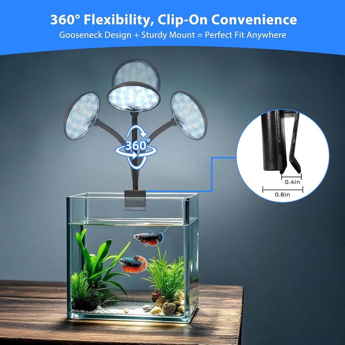 Mini Clip-On Aquarium Light 7W USB Dimmable Fish Tank Lamp with 3 - Black - image 4