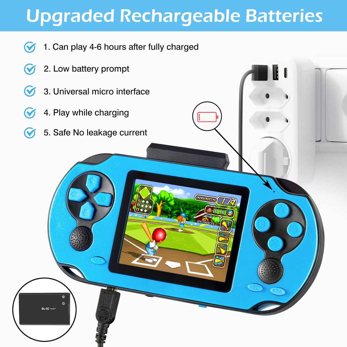 TaddToy 16 Bit Handheld Game for Kids Adults - Blue - image 4