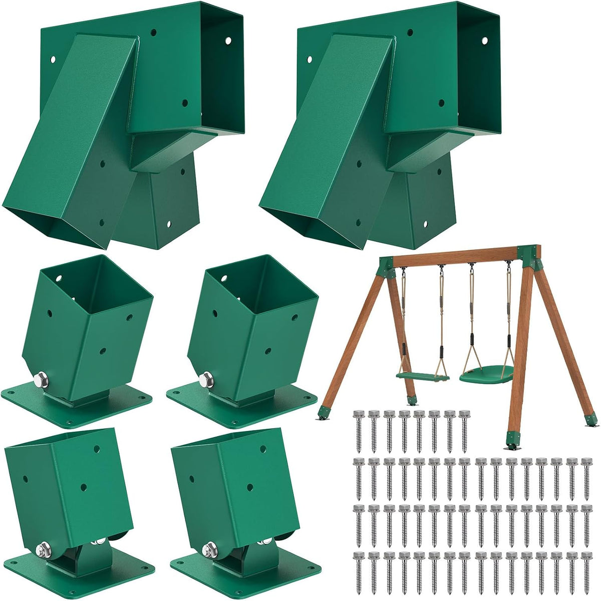 BeneLabel green A-frame middle swing set bracket made of powder coated steel - view 9