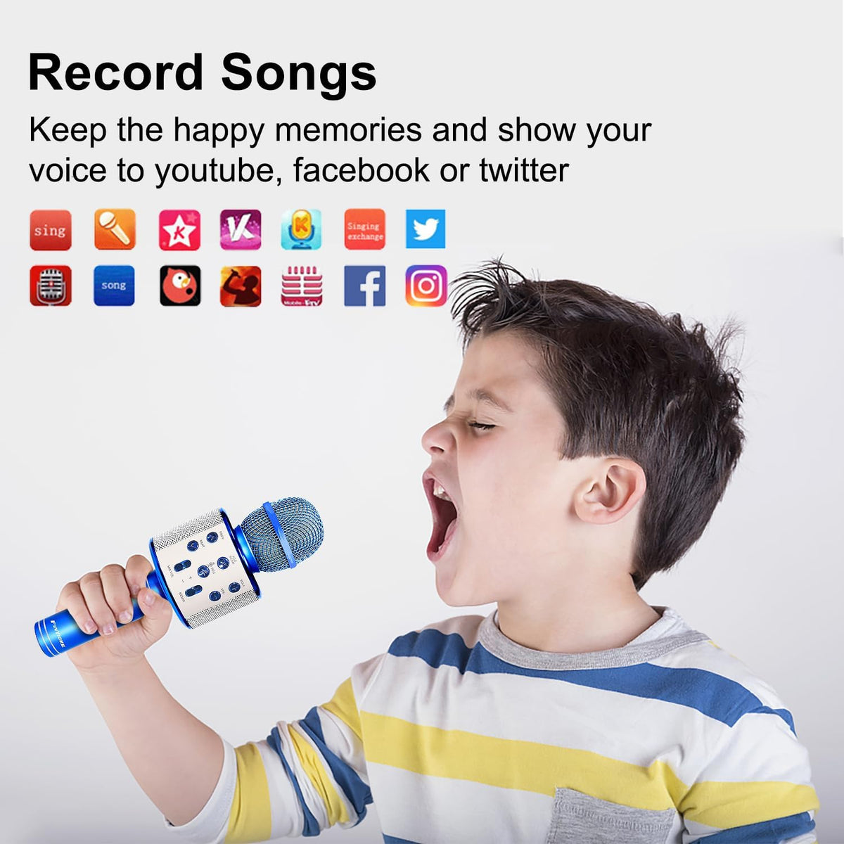 Microphone for Kids, Voice Changing Karaoke Micorphones Boys Girls Gifts for Kids Party Singing - Blue - image 4