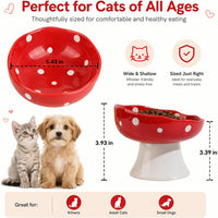 Red Mushroom Cat Bowl, Elevated Ceramic Bowl for Cats – Essentials for Cats - Red - image 3