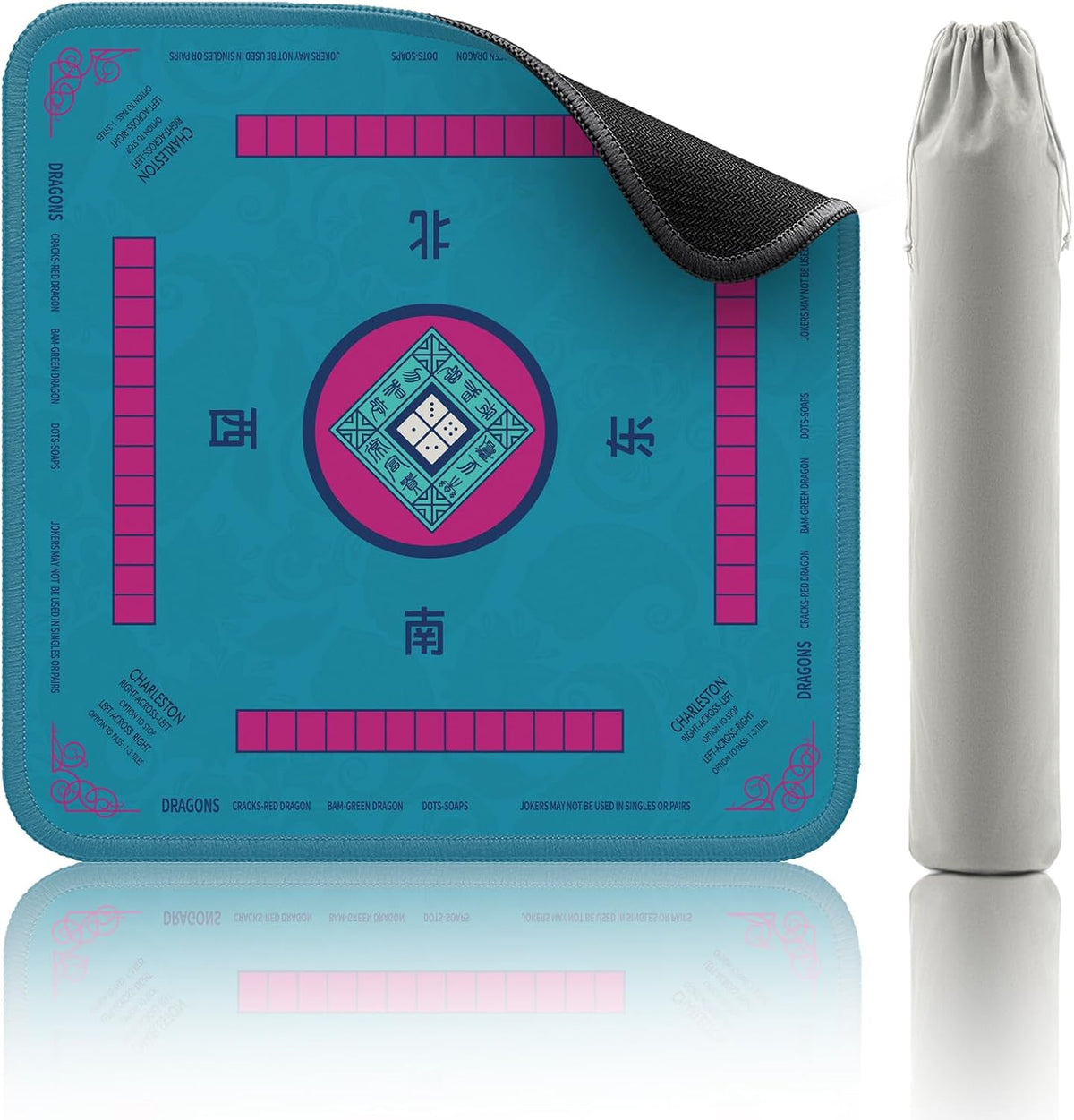 2F22E Mahjong Mat for Table 32.4" x 32.4" - Blue-2