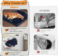 Large Dog Bed Orthopedic Washable - Waterproof with Removable Cover - Memory Foam - Beds Bolster Pet - Couch Sofa - XXL Large Big Dogs - Navy Blue Dog Bed