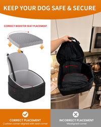 Dog Booster Car Seat with Extend Backrest for Small Medium Pet – Essentials for Dogs - Black&Grey / 18.5"l X 18.5"w X 22"h - image 4