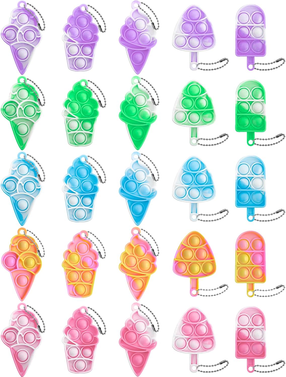 30Pcs Halloween Mini Pop Keychain Fidget Toy - A: Ice Cream 25