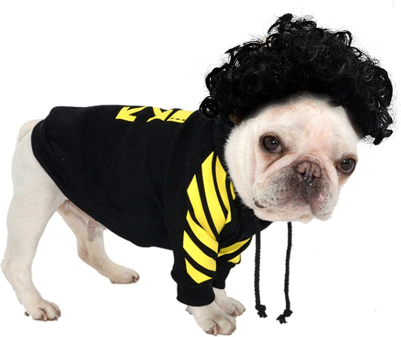 Funny Dog Cat Cosplay Wig, Pet Wigs for Halloween, Christmas - Black Curly Hair