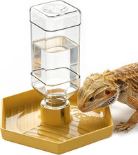 Reptile Water Dispenser Bowl for Bearded Dragon Tortoise – Essentials for Reptiles And Amphibians - Yellow / L