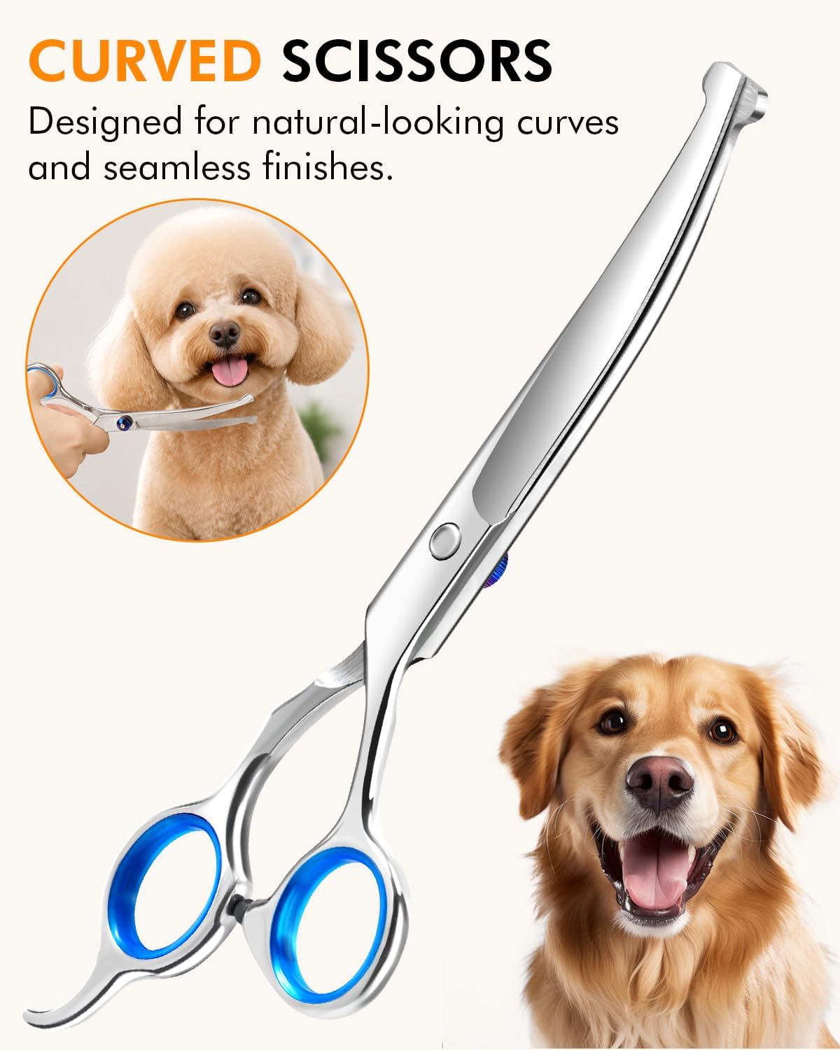6-in-1 Dog Grooming Scissors - Blue Curved - image 4
