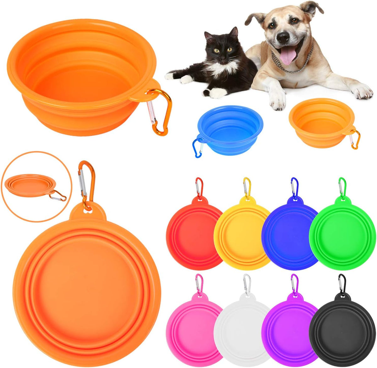 PROLOSO 9 Pcs Collapsible Dog Bowl Foldable Expandable Silicone Cup - image 2