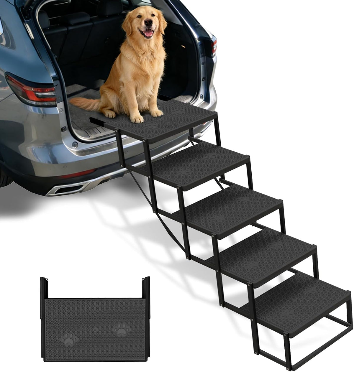 Dog Steps for Car, SUV with Upgraded Non-Slip Surface - 5 Steps