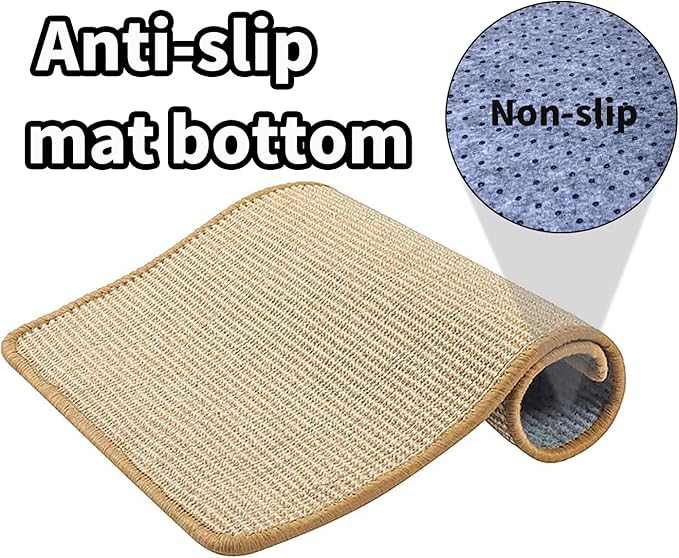 PODOO Bunny Scratch Pads, Sisal Rabbit Scratching Pad, Natural Rabbit Resting Mats for Cages, Forage Grass Mat Indoor Essentials Accessories for Guinea Pig Cat (4Pcs, 15.7x11.8 inches)