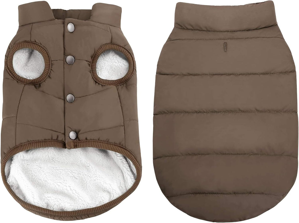 ASENKU Dog Winter Coat Dog Fleece Puffer Jacket for Small Medium - Small / Coffee