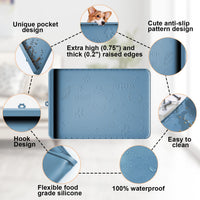 Dog Food Mat 36"x24" - Silicone Dog Mat for Food and Water Large Pet Feeding Mats with Residue - Aqua blue / 36"L x 24"W - image 4