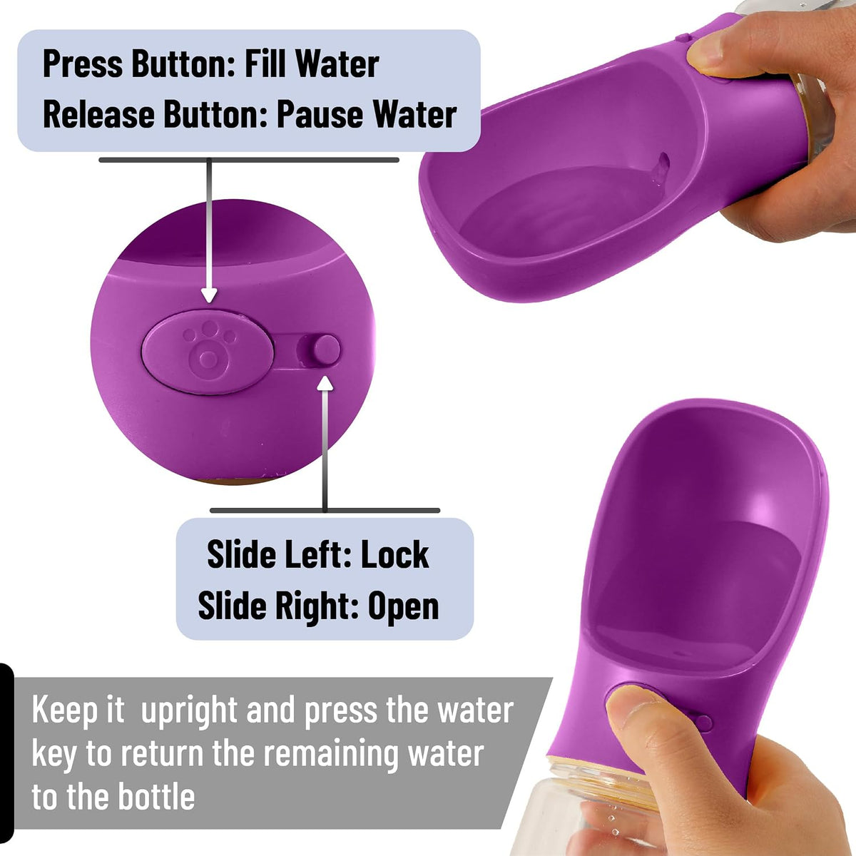 Mr. Pen, Portable Dog Water Bottle - Purple - image 2