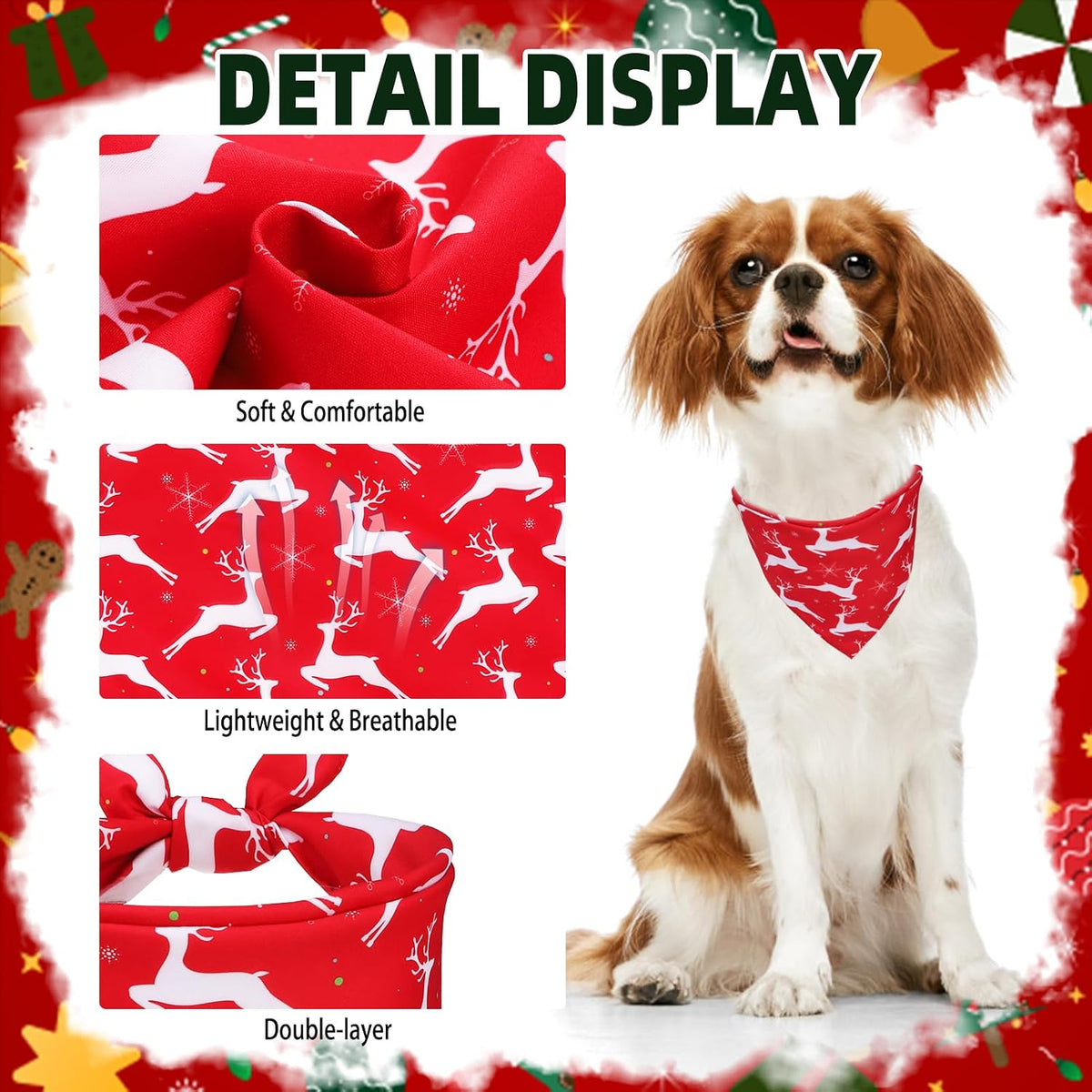 PUPTECK Dog Cooling Bandanas 4pcs Outfit - Red/Green/White / X-Large (29"x20"x20") - image 3