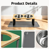 Elevated Tilted Cat Food Bowls with Mat - Natural - image 3