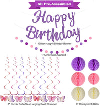 YEOCU Birthday Decorations - Purple / Butterfly - image 2