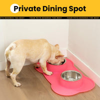 Conlun Dog Bowls with Silicone Mat, No Spill Stainless Set, XS - Medium-29oz / Pink - image 4