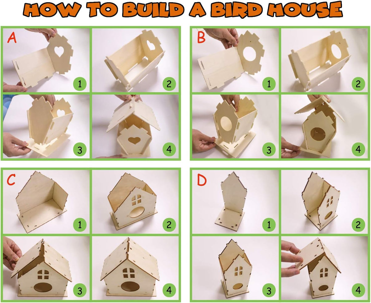 hapray 4 Pack Bird House Craft Kit - 4 Pack - image 4