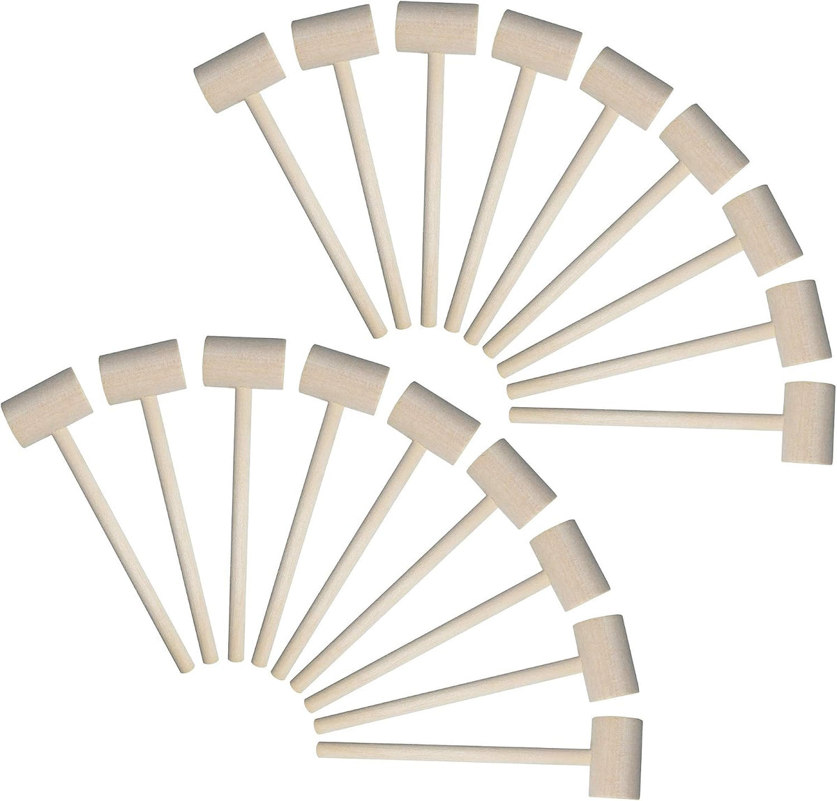 TDOCK 18 pack of smooth natural wood mini mallets, 5.7 inches long