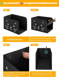 Waterproof Cat Litter Box Enclosure Splash Guard with Removable Mat - Black Cat Face / Large - image 4