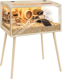PROLEE Small Animal Cage, Hamster Cage Wooden Roof - 32.0"L x 16.0"W x 40.0"H / Wooden Roof