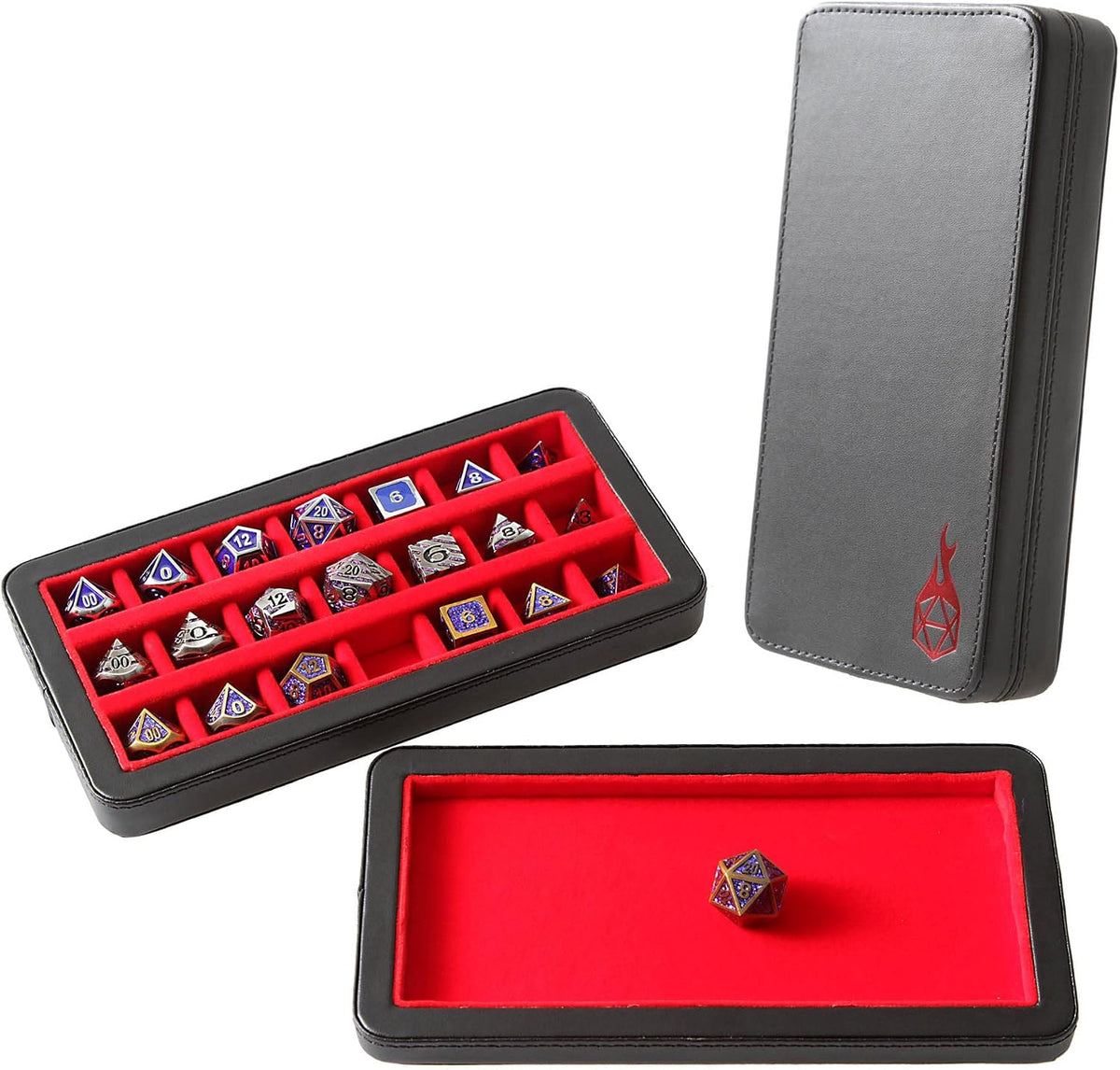 Forged Dice Co. Reliquary blue metal divided dice case with 21 felt-lined chambers and magnetic lid - view 2