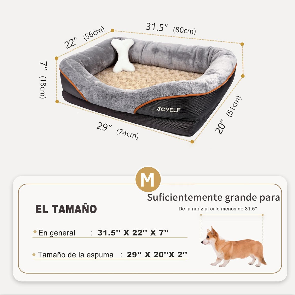 Medium Memory Foam Dog Bed Orthopedic Dog Bed & Sofa with Removable - Medium-31.5"x22" - image 2