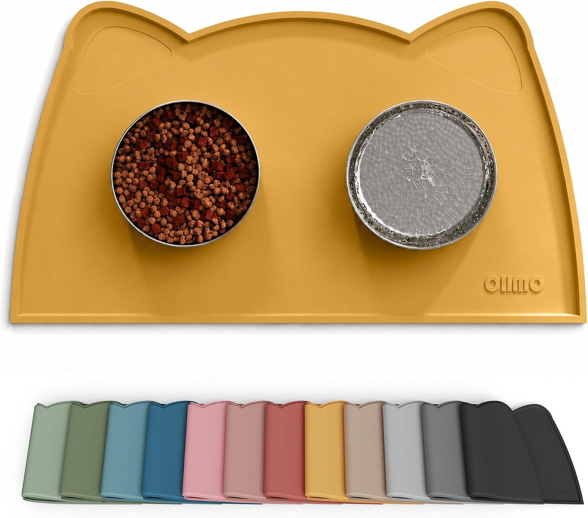 OHMO Cat Food Mat, Silicone Pet Feeding Mat, 18x9.8 - 20"L x 12"W / Honey