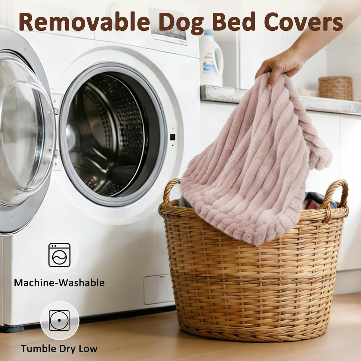 FURTIME Dog Beds Large Sized Dog, Washable Dog Bed for Crate - Pink / L(35"x23"x4") - image 3