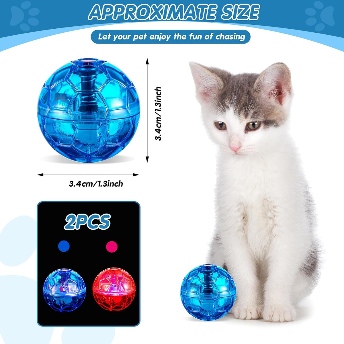 6 Pcs Cat Ball Ghost Hunting Light up Toy - Rose Red, Light Blue / 2 - image 2