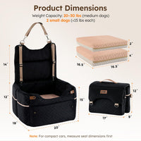 Dog Car Seat for Small Dogs - Black Beige - image 2