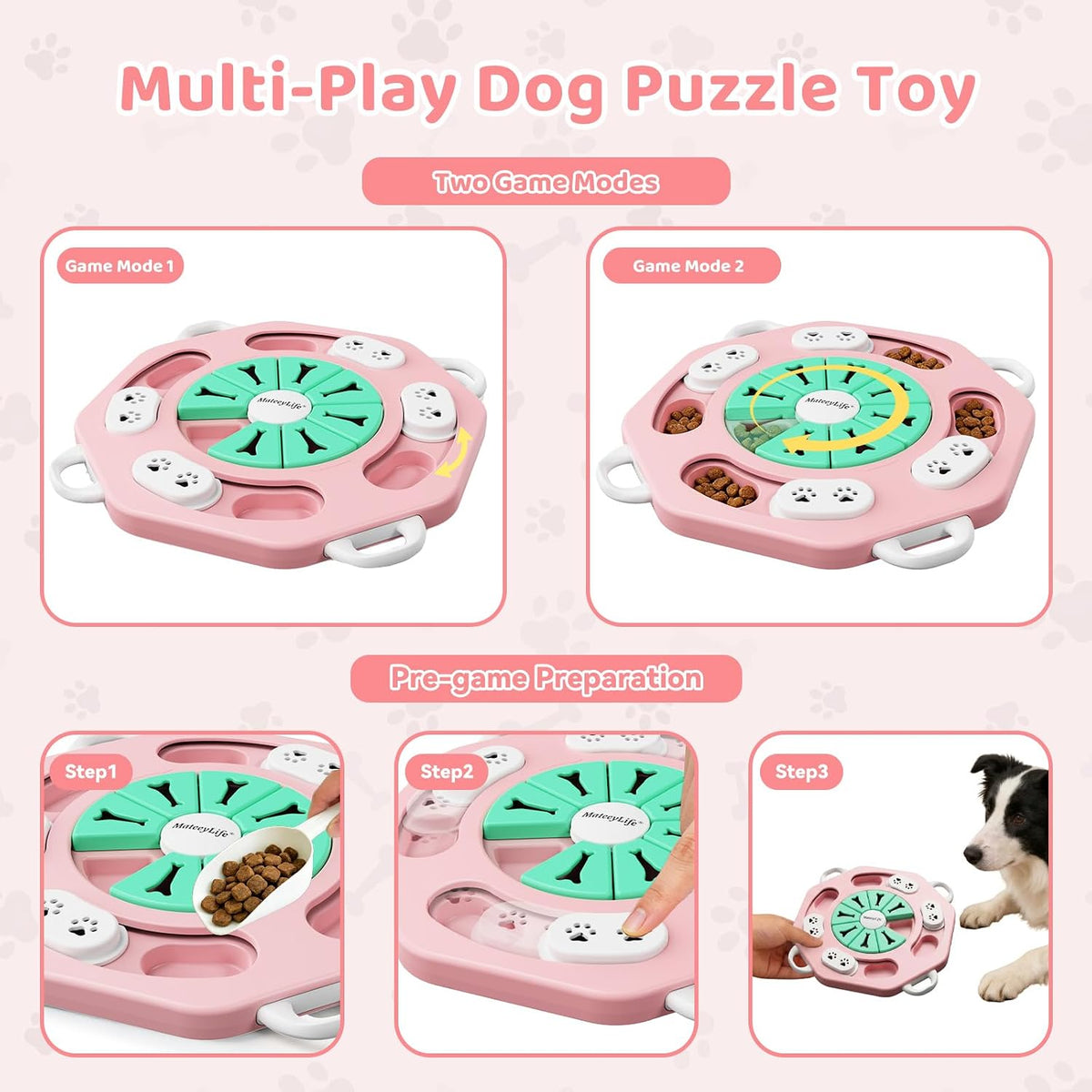 MateeyLife Dog Puzzle Toy, Puppy Enrichment Toys for IQ Training – Essentials for Dogs - L1, Pink - image 4