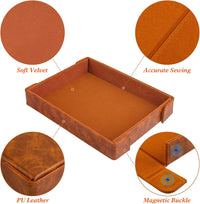 Buweeo magnetic folding PU leather dice rolling tray with red felt lining - view 14